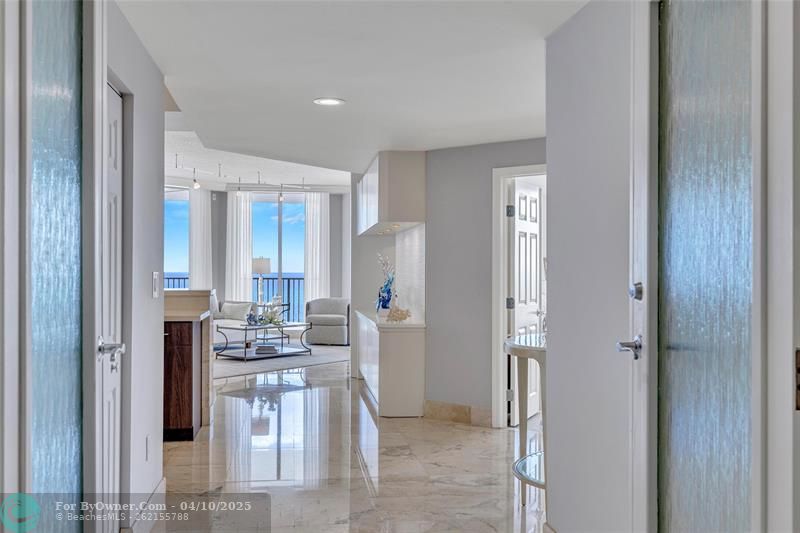 Stylish glass entry doors.