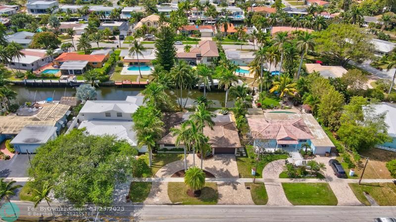 Aerial view of home and waterway!