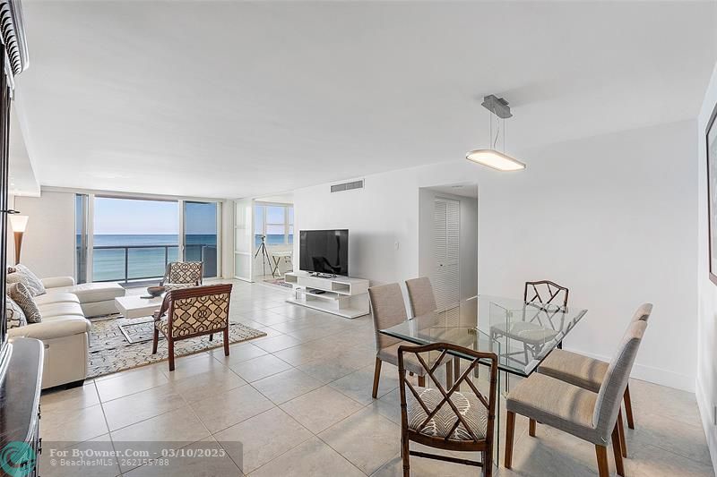 open dining and living space