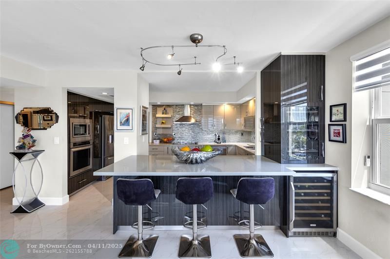 State-of-the-art kitchen designed with close attention to space utiliztion