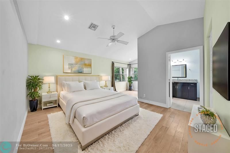 Primary suite staged