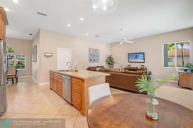Kitchen and family room