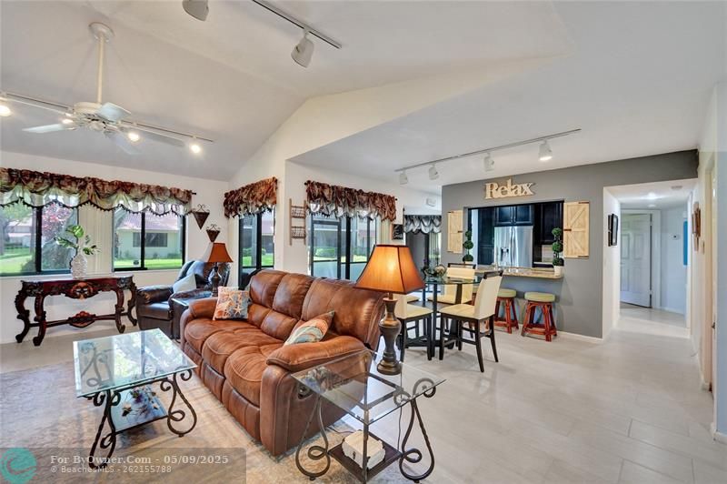 VIEW FROM LIVING ROOM TO PATIO