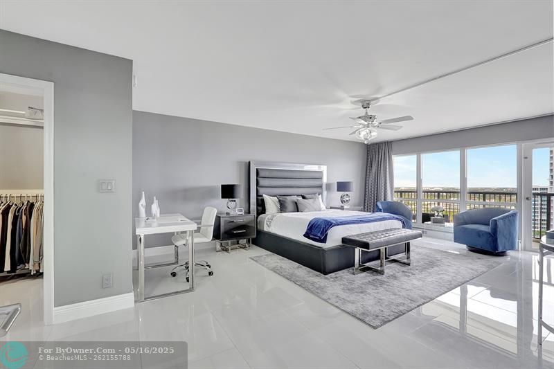 Large primary bedroom with walk in closet