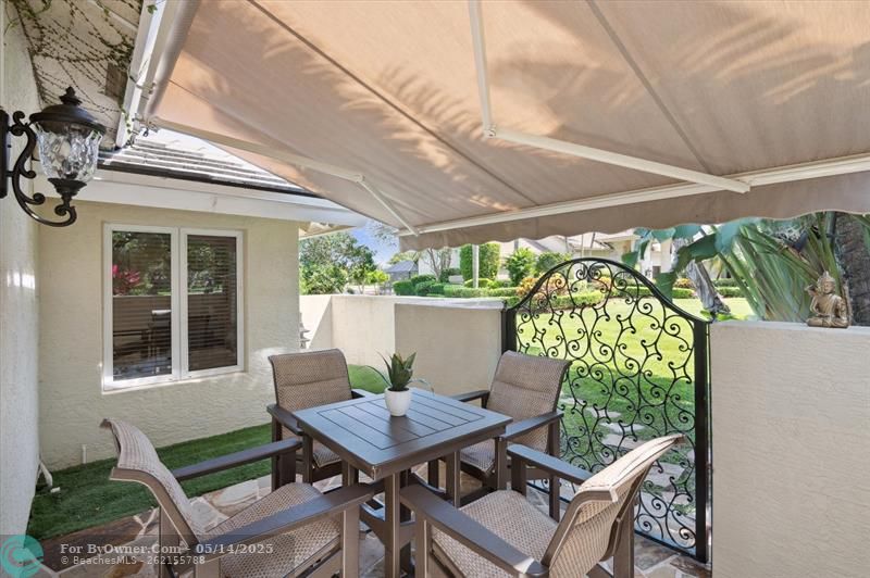 patio near office with retractable shade