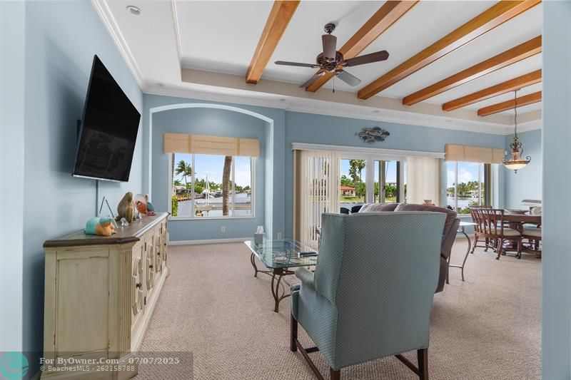 The common living space in this home is very spacious